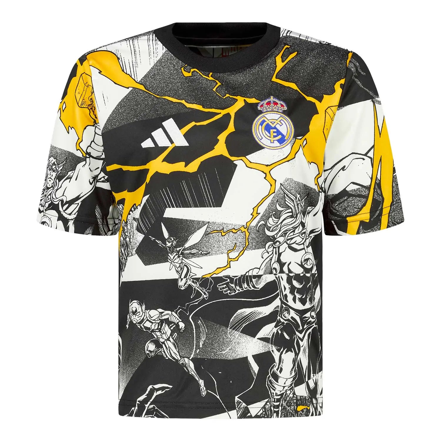 Real Madrid Kids Adidas x Marvel Warm Up Shirt 25/26 White/Black