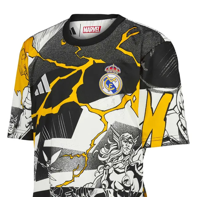 Real Madrid Adidas x Marvel Warm Up Shirt 25/26 White/Black